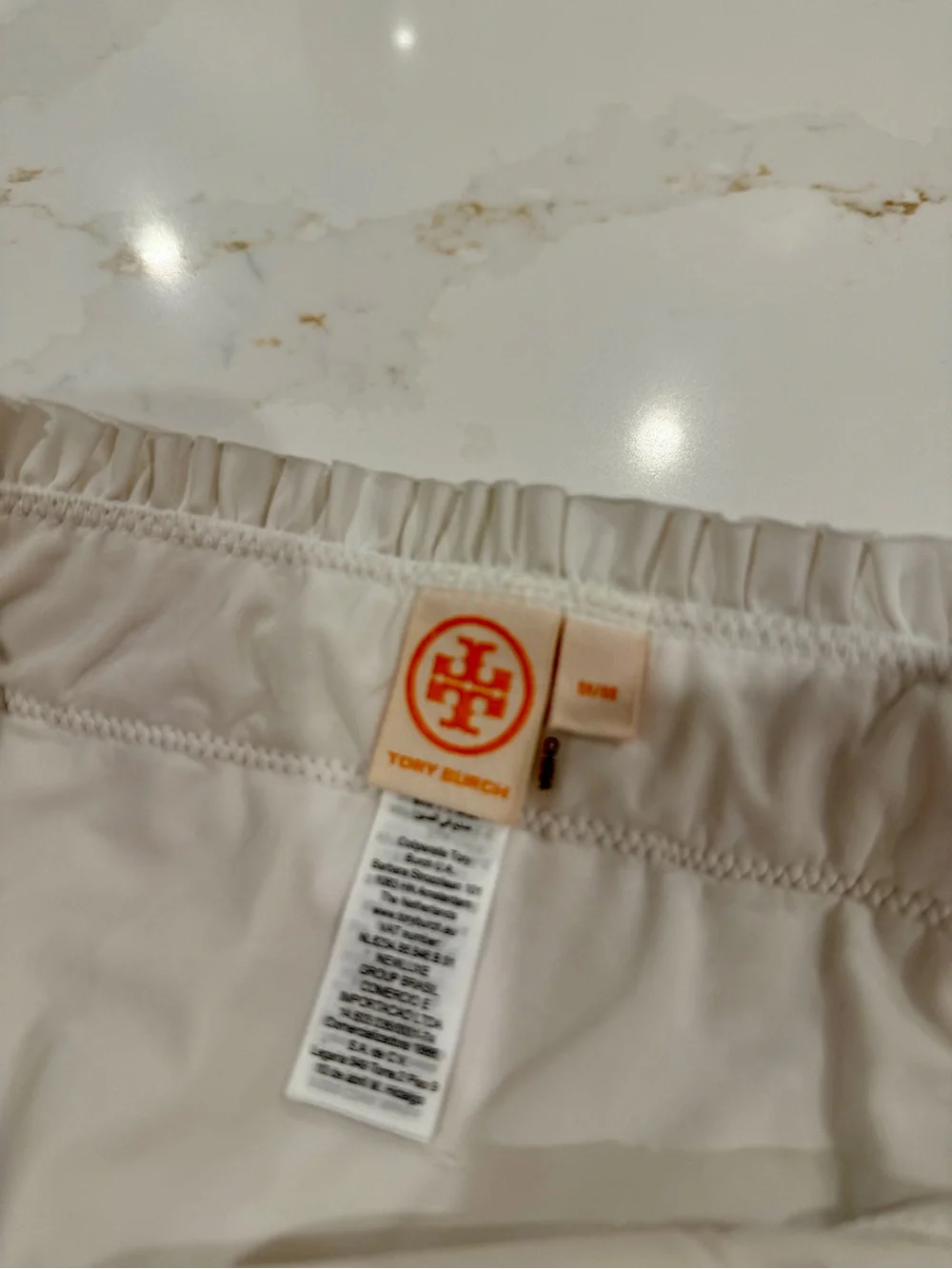 Tory Burch White Smocked Bandeau Bikini with Multicolor Stitching